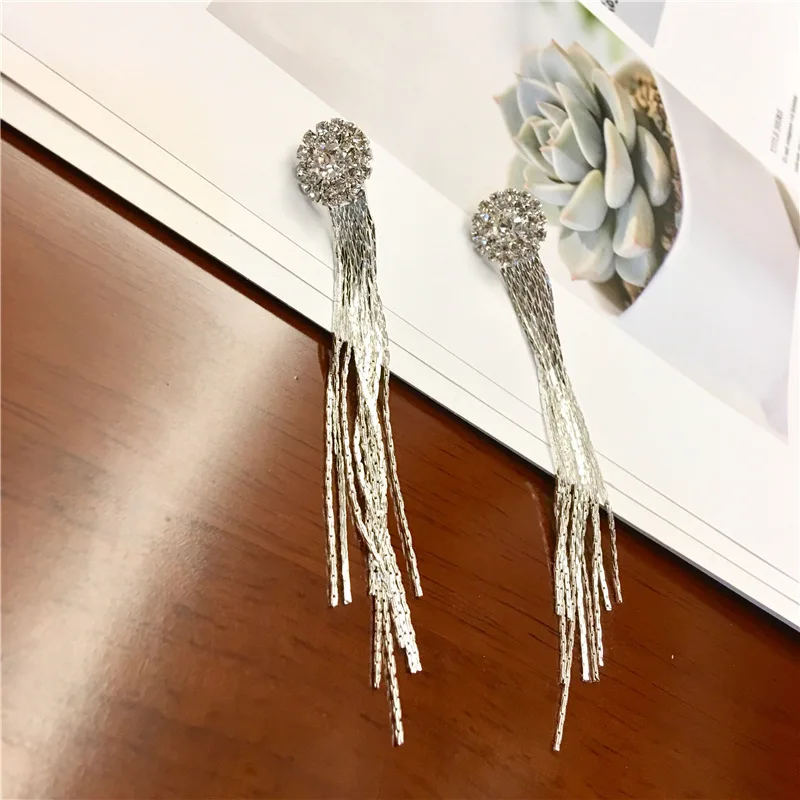 

Luxury earrings Crystal Tassel Earrings Bridal wedding Earrings For Women Long Earrings Jewelry Personality
