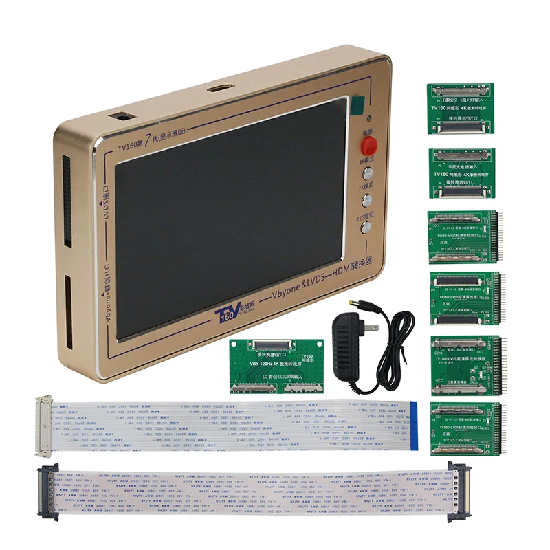 

Maxgeek TV160 7th Generation Mainboard Tester Tool LCD Display Vbyone LVDS to HDMI Converter+7 Adapter Board