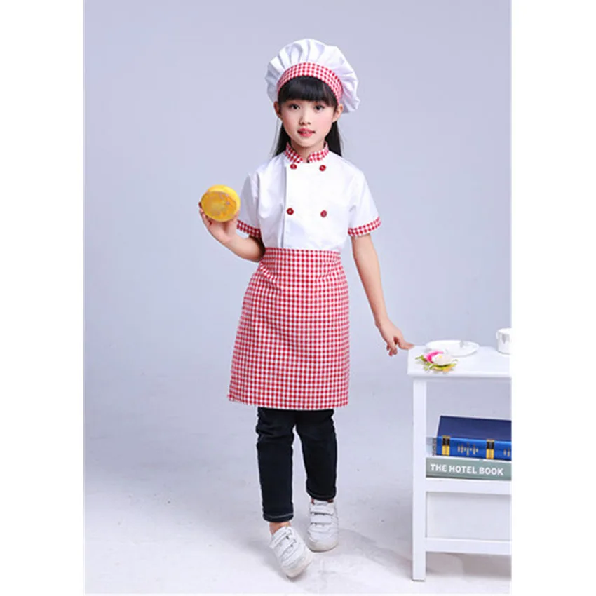 

New Children Chef Uniform Kitchen Stage Performance Halloween Party Wear Boys Clothing Set Tops+hat+apron Kids Cosplay Costumes