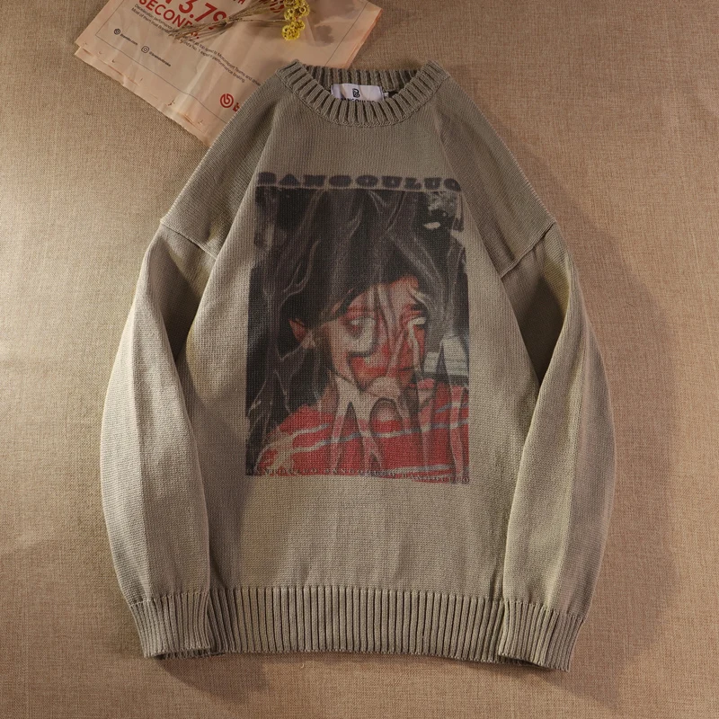 

2021 Women's Knitted goth sweater oversized pullovers ladies winter loose sweater female grunge clothing women Jumper ins