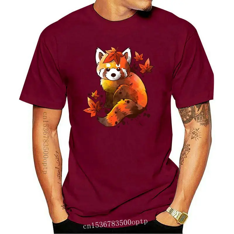 

New Red Panda T Shirts Maple Leaf Cute Animal T Shirt For Men Cotton High Quality Digital Print Short Sleeve Tops tees