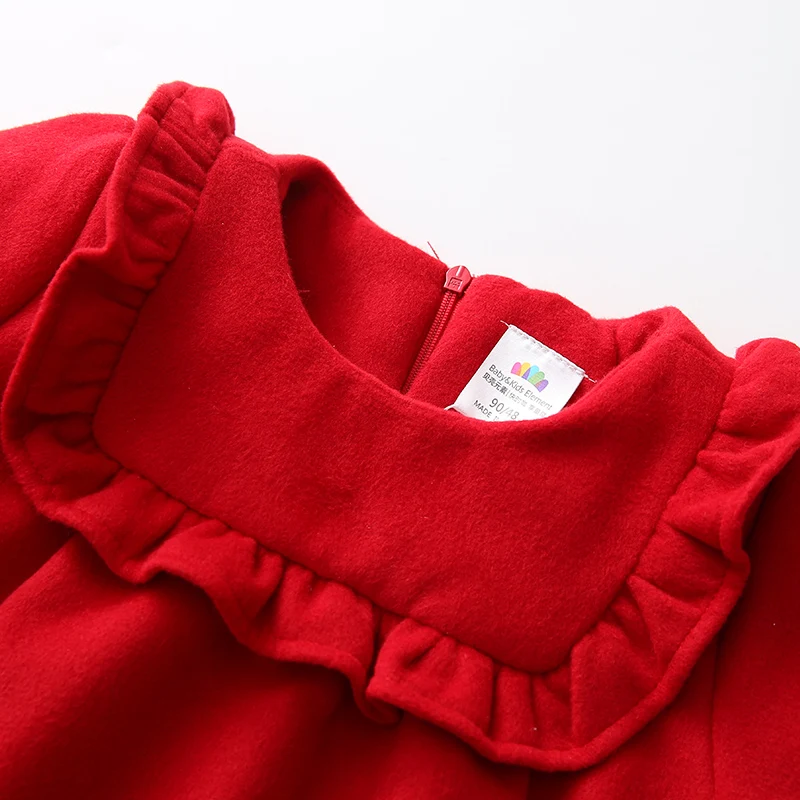 Платье для девочек Детские платья теплые зимние красные с длинными рукавами и