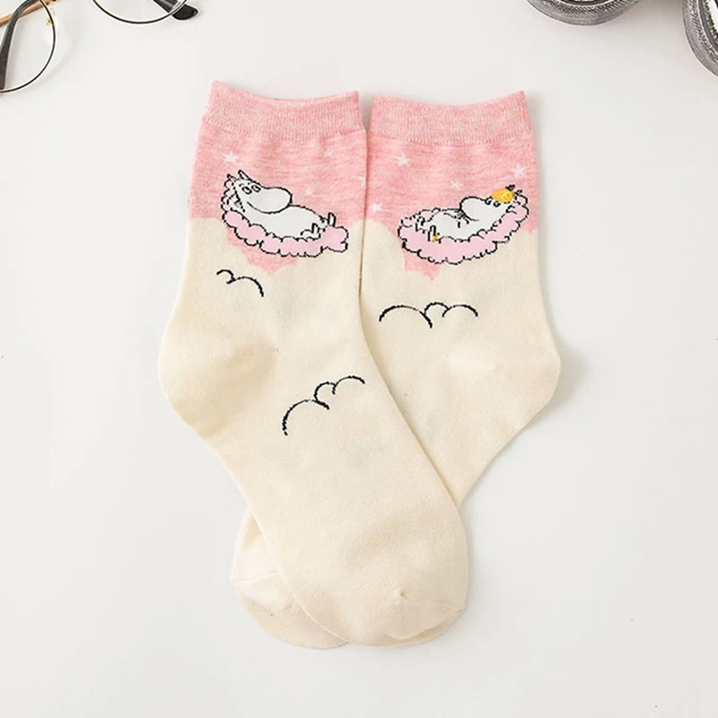 PK Новые осенние и зимние женские носки Mumin Moomin Бегемот японский мультфильм животных смешная средняя трубка обувь - Color: PK