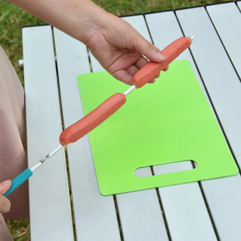 Многоразовые шпажки из нержавеющей стали с синей ручкой силикагеля для барбекю