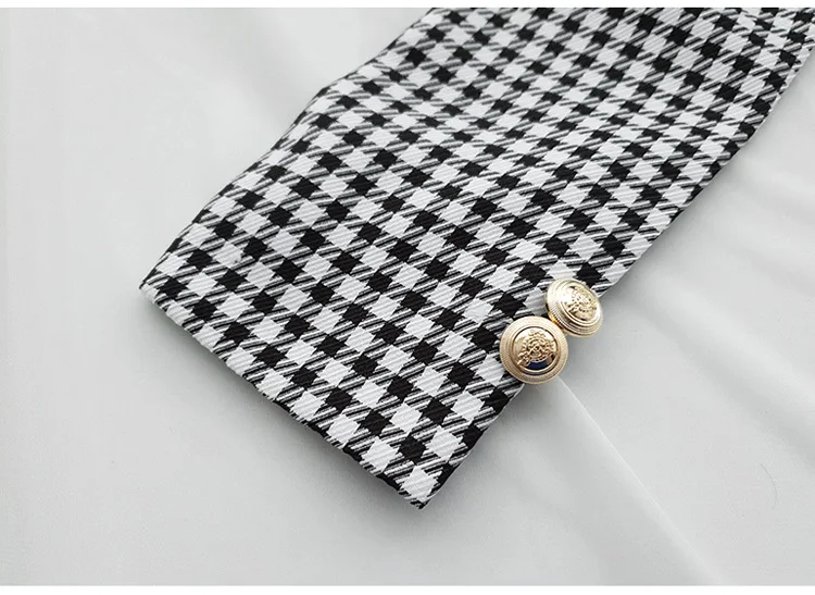 Осенний комплект из двух предметов в Корейском стиле, модные комплекты в клетку в стиле ретро женские однобортные куртки с длинными рукавами+ тонкие длинные штаны, костюм