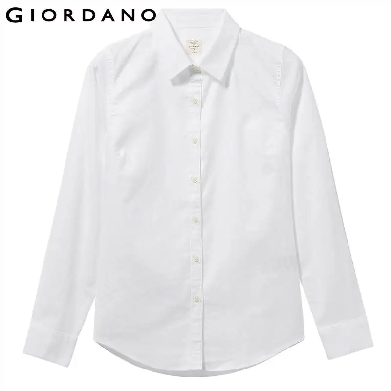 Giordano женская блузка эластичная оксфордская рубашка с длинными рукавами Женская