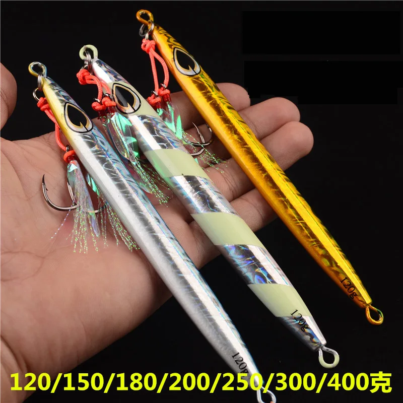 Fishing Jiggs 120g  Fast Fall Sinking Big Jig Lures Bait Long Casting Deepsea Sea Fishing Glow Tackle Lures With hooks