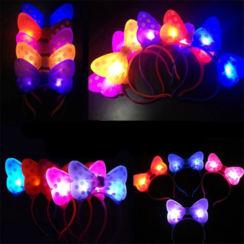 10 шт. бант для девочек светодиодный свет повязки на голову вечерние принцессы