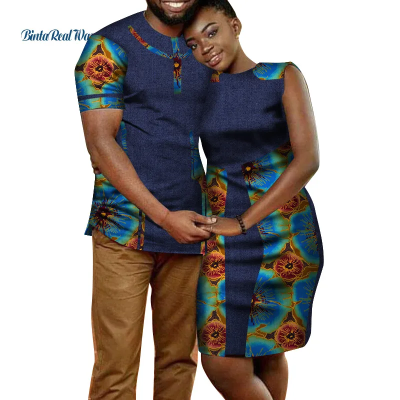 

Sweet Lover Couples Clothes African Print Patchwork Dresses for Women Bazin Riche Mens Long Shirts African Style Clothing WYQ240