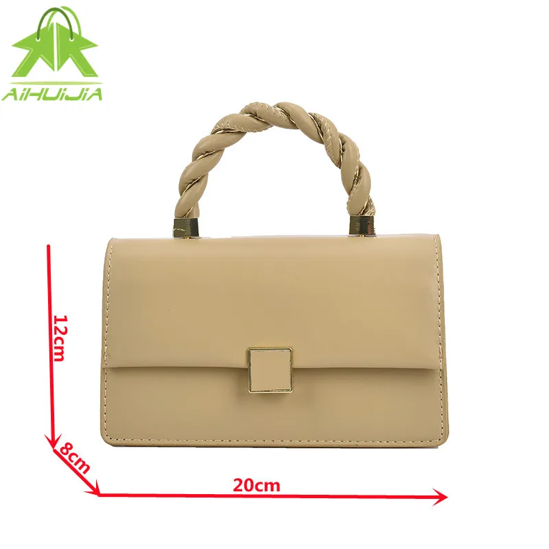 

Luxury Design Ladies Handbag Fashion Solid Color Shoulder Bag 2021 Summer New High Quality Pu Leather Messenger Small Square Bag