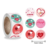 500pcsroll 2 5cm pink heart love valentines wedding stickers for business wedding pretty gift cards envelope sealing labels
