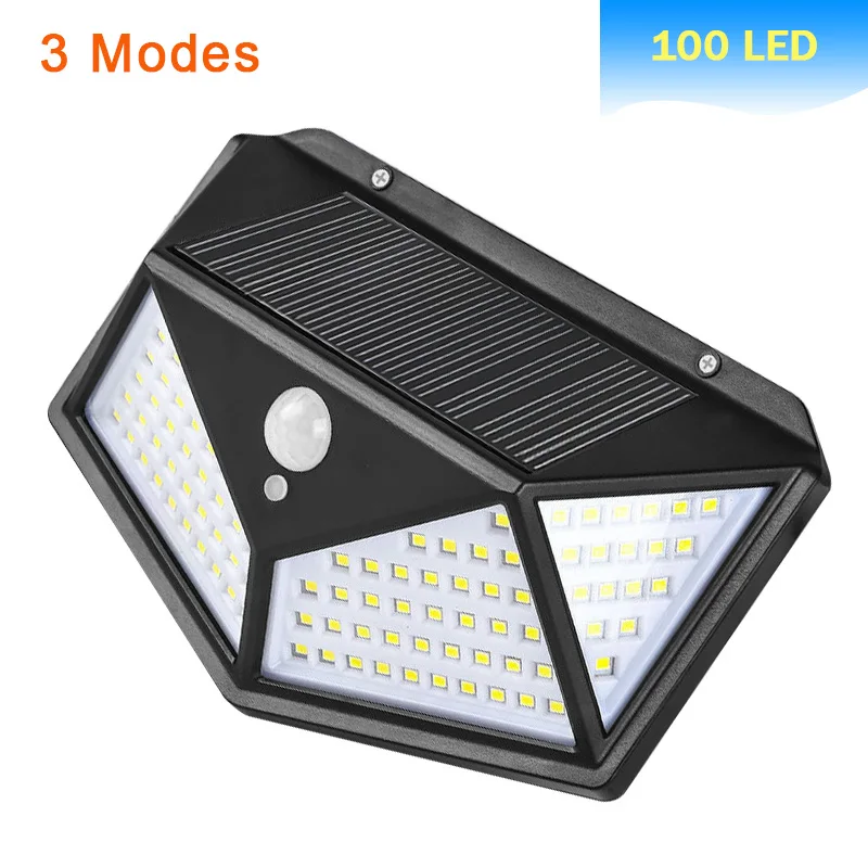 100 светодиодный солнечный светильник на открытом воздухе стенная солнечна лампа