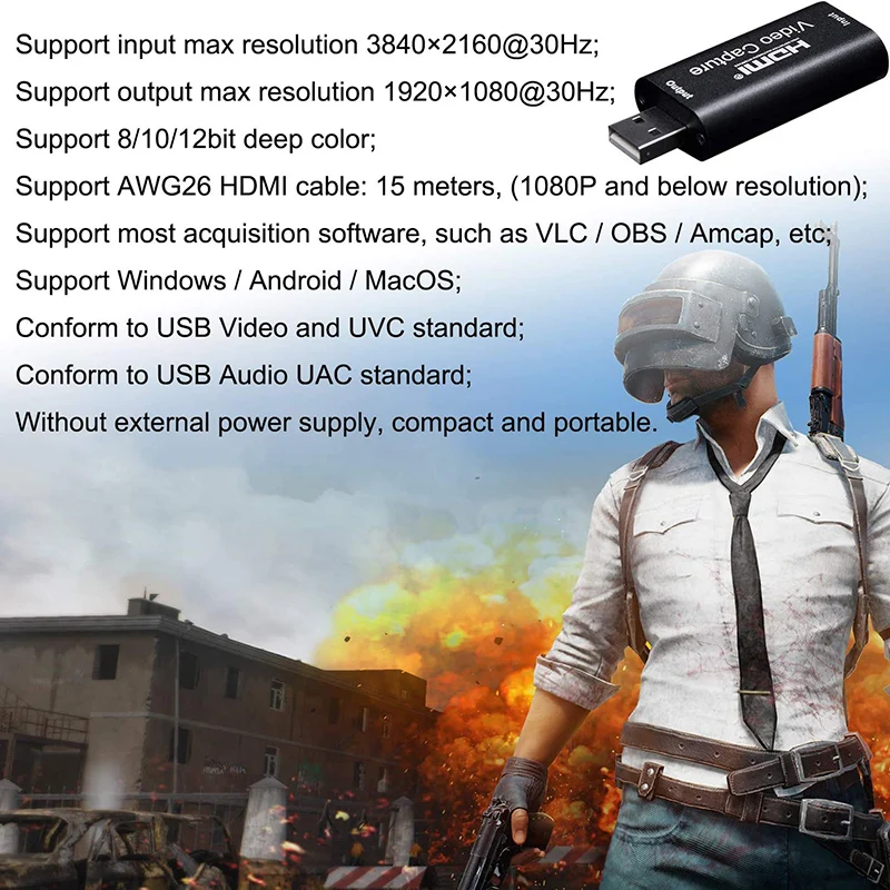 

Audio Video Capture Cards 1080P USB2.0 HDMI to USB Recorder for Gaming Meeting Recording SGA998