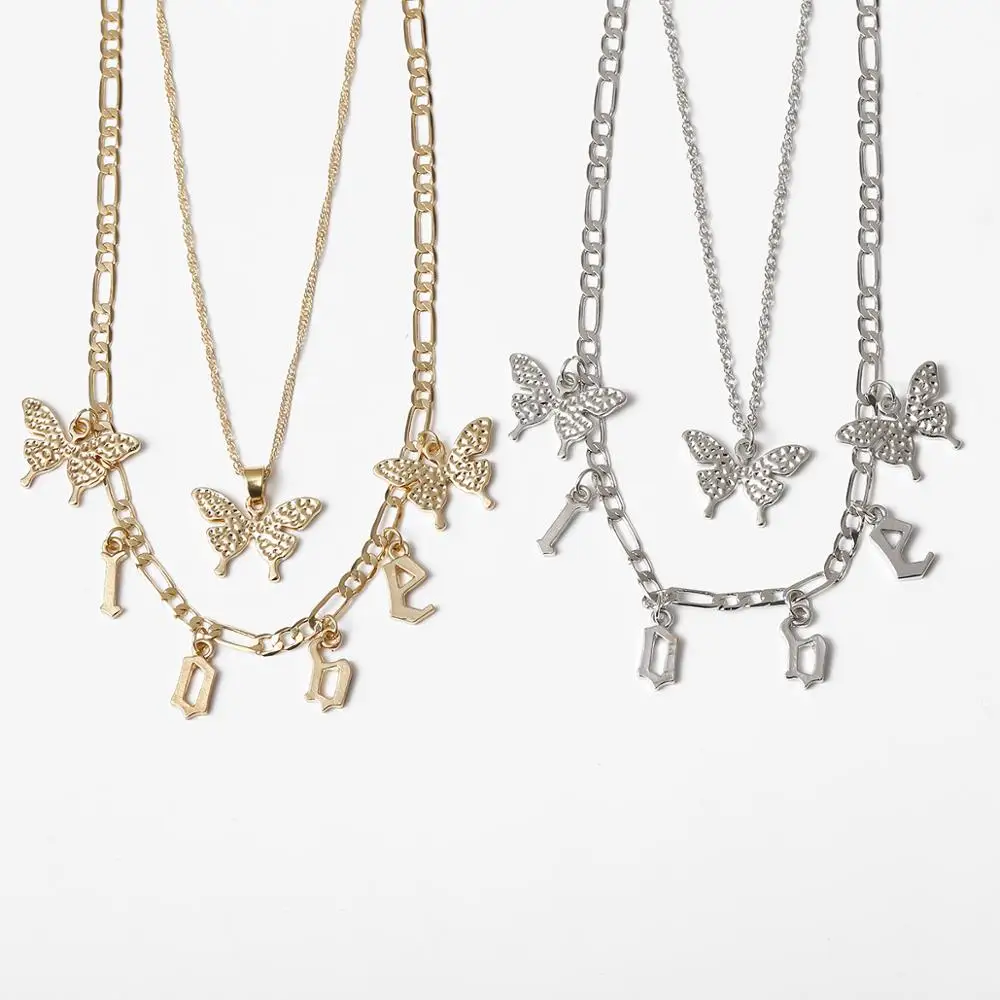 

Simple Style Hollow Cute Animal Butterfly Clavicle Chain Jewelry for Women Long Pendants Necklaces 2 Color Charms Bijoux Gift