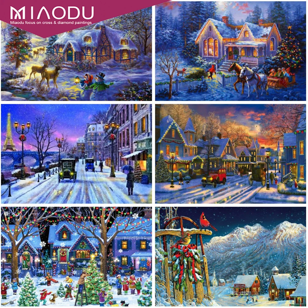

Dbqp Diamond Painting House Craft Kit Rhinestone Art 5D DIY Diamond Embroidery Landscape Mosaic Winter Home Decoration