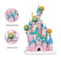 disney fantasy girl castle series princess castle rooftop hot air balloon diamond block puzzle assembly childrens toy gift