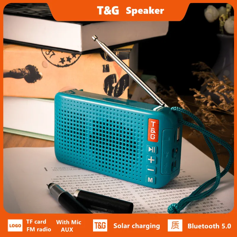 Портативный Bluetooth мини динамик TG с солнечной зарядкой fm радио сабвуфером