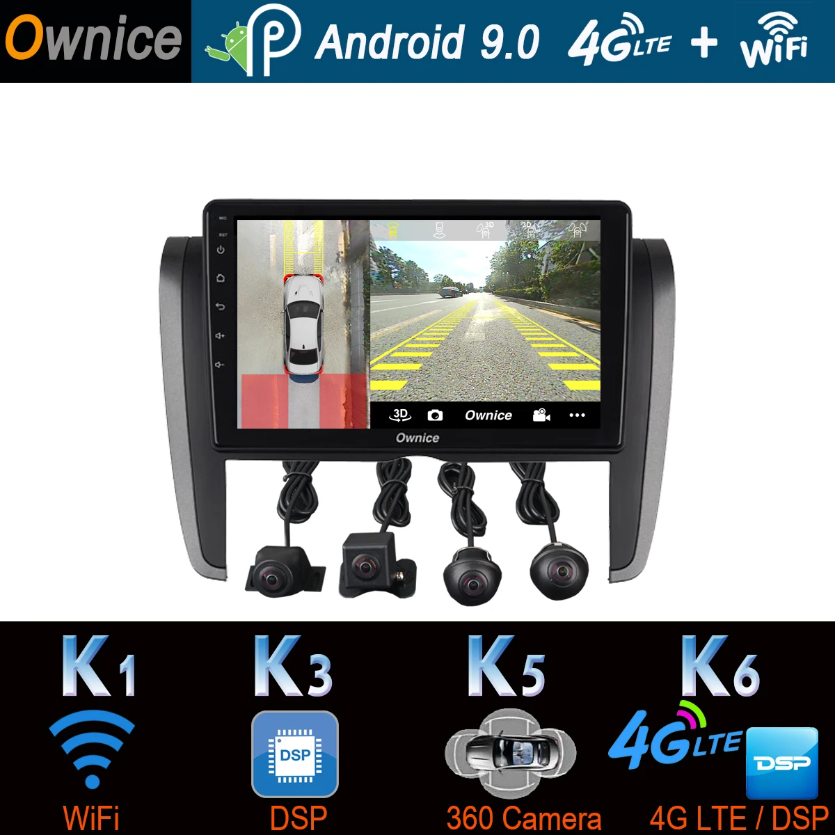 Автомагнитола 1 Din с камерой 360 ° Android 9 0 4 Гб + 64 ГБ GPS SPDIF DSP головное устройство плеер