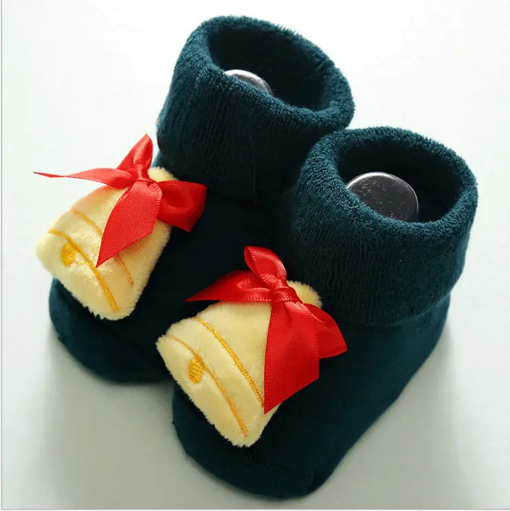 1 pair bell Pudcoco/носки для малышей рождественские носки-тапочки для новорожденных мальчиков и девочек Нескользящие носки для малышей лучший подарок для малышей на Рождество - Цвет: 1 pair bell