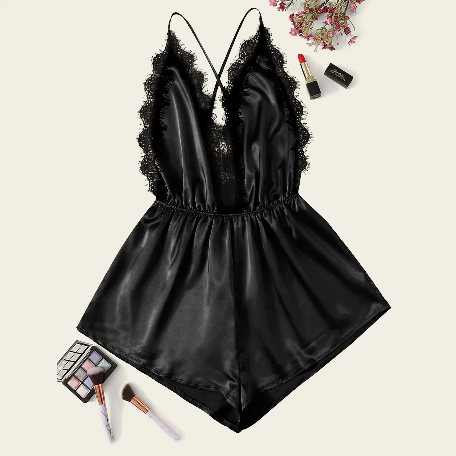 

Ladies Sexy Lingerie Lace Deep V Halter Irregular Babydoll Lingerie Dress sexy bras and panties sets for women