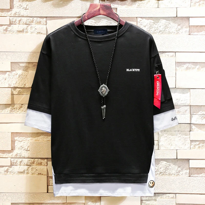 

Short Sleeve cotton T Shirt Men's Tops Tees o Neck Short Sleeve patchwork T-shirt Men Casual Summer Tshirt Plus Size 9XL 160cm