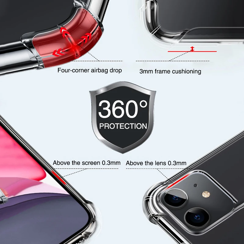 

Luxury Shockproof Case For iPhone 12 Pro Max mini 5 5S 6 6S 7 8 Plus Cases Apple iPhone 11 Pro Max XS XR X Soft TPU Back Cover