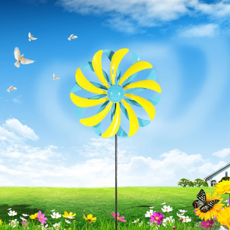 

Double Layers Wind Spinners Lawn Pinwheels Windmill Party Pinwheel Wind Spinner for Garden Patio Lawn H3CC