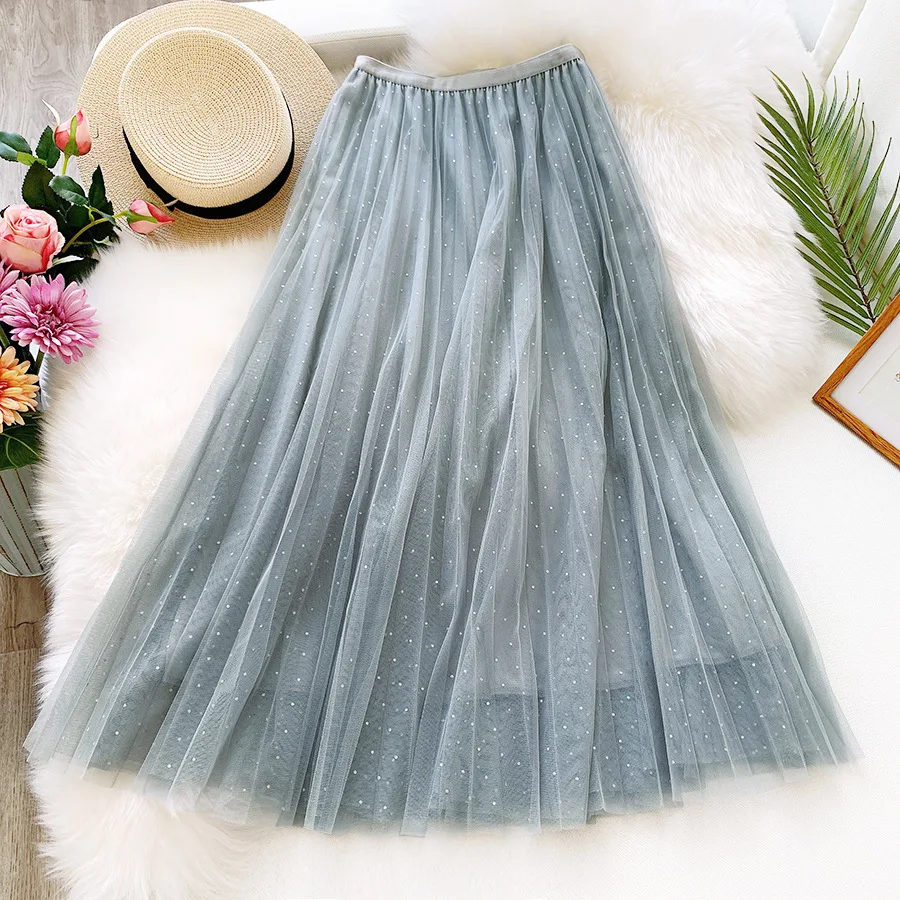 2020 новая весенне-летняя элегантная фатиновая плиссированная юбка в горошек