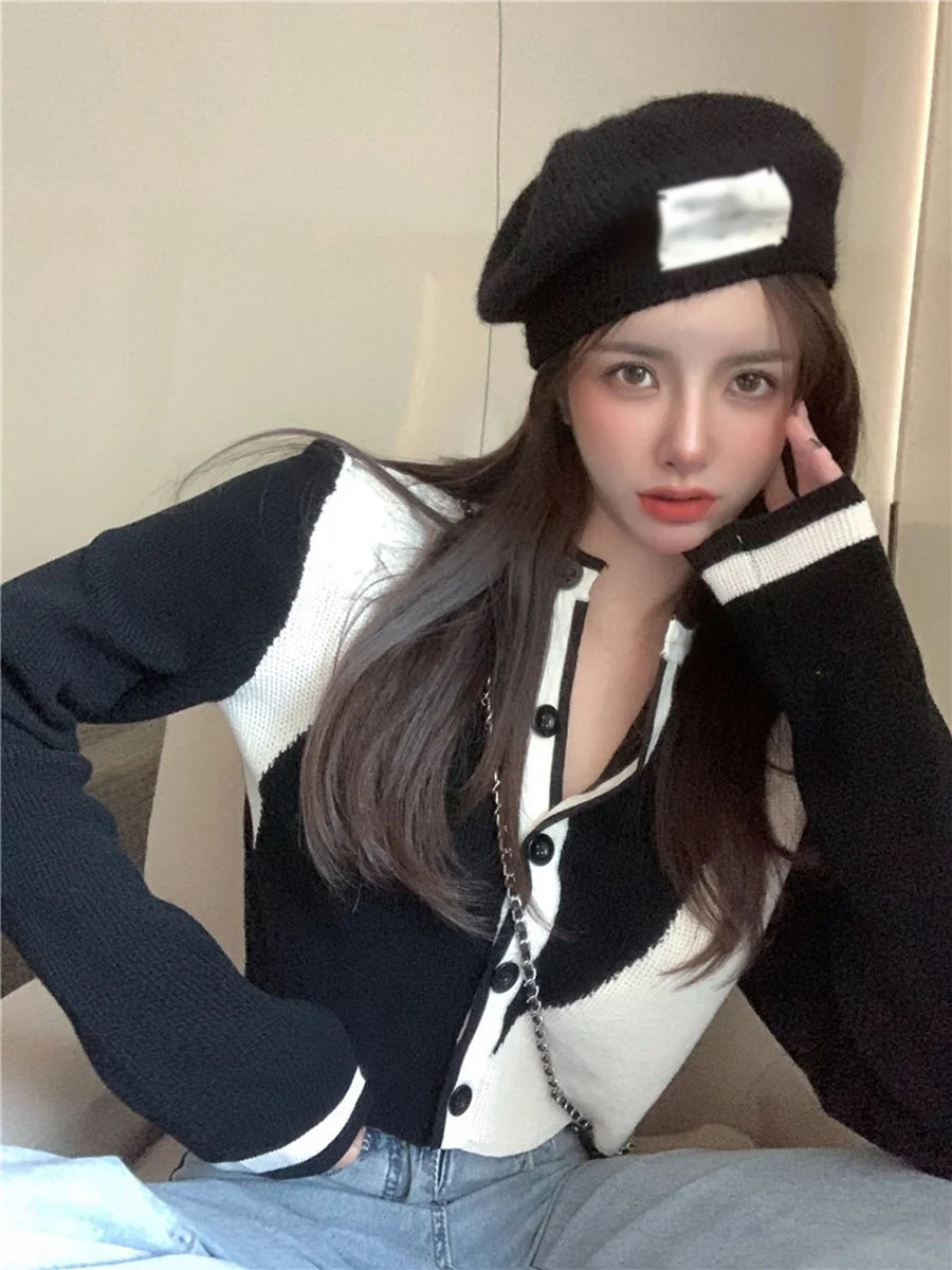 Стильный цветной вязаный кардиган с длинными рукавами женское весенне-осеннее