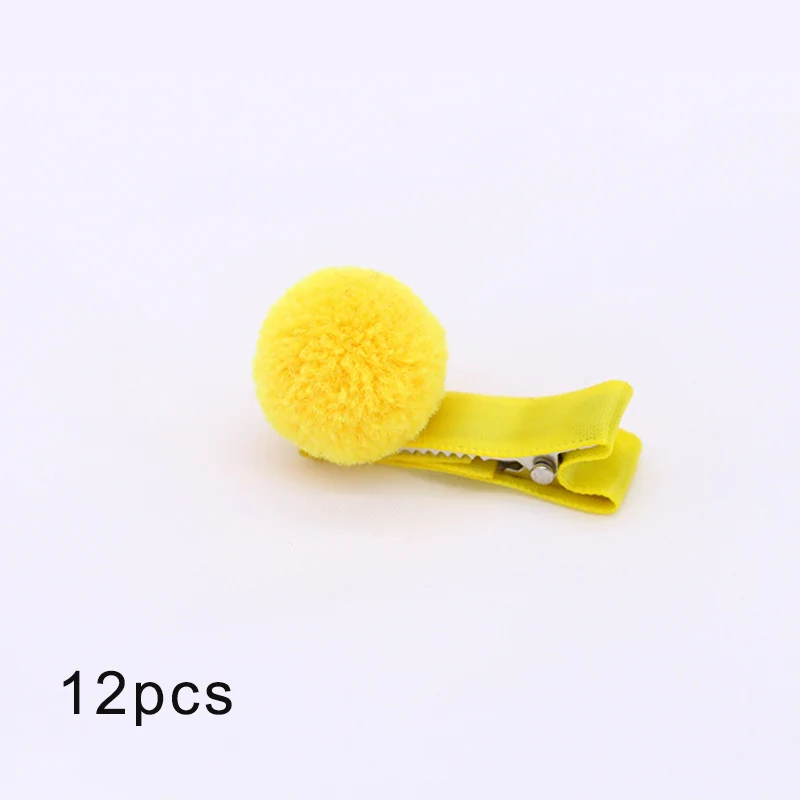 yellow 12 шт., меховой шарик, эластичная резинка для волос для девочек, конский хвост, держатели, плюшевый шар, кольцо для волос, женский эластичный галстук для волос, аксессуары, Резиновая лента для волос - Цвет: yellow