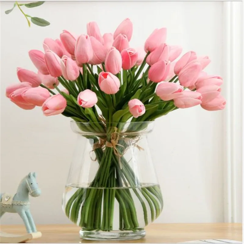 B Light Pink Шт. 11 шт./31 шт. PU искусственный цветок тюльпана настоящий сенсорный DIY свадебные декоративные цветы букет Искусственные цветы для вечерние партия Декор - Цвет: B Light Pink
