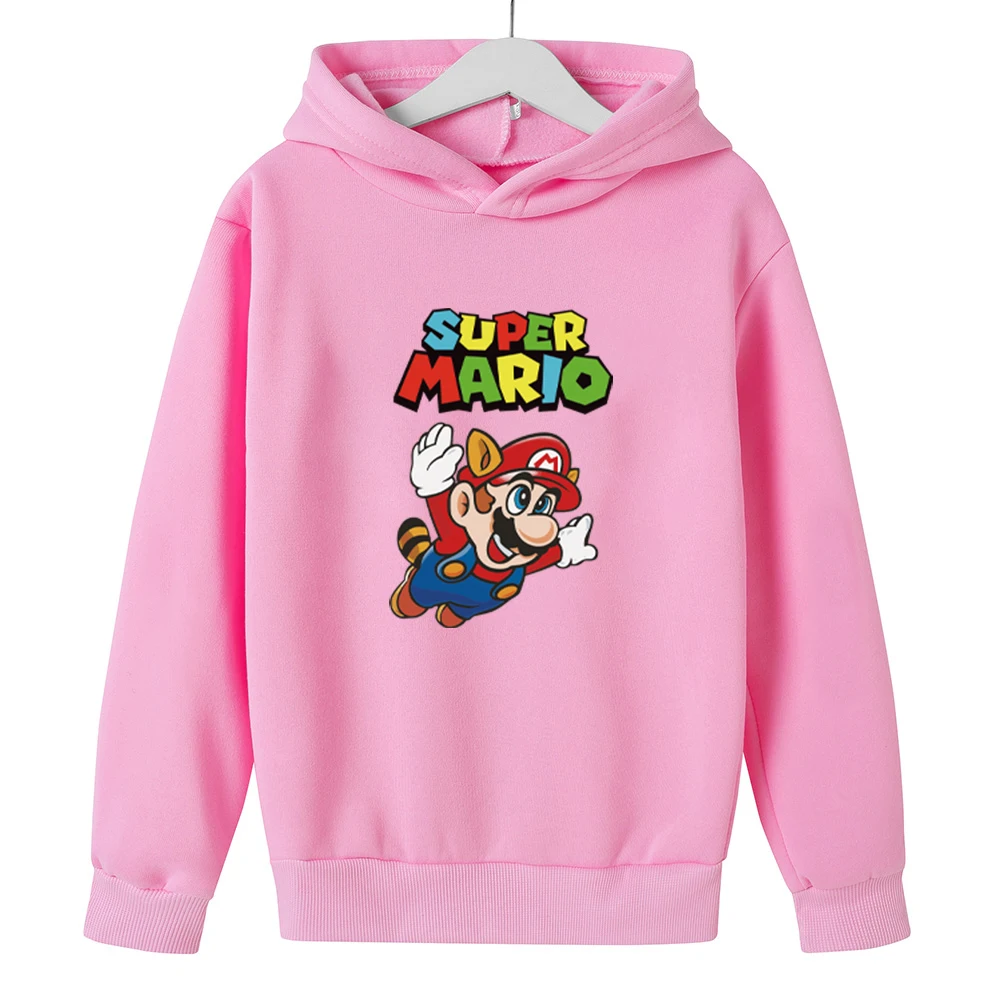 

Children's Clothing Super Mary Printing With Hood Fashion 4 to 14 Years Old Hoodies For Boys and Girls Sweatshirt Kawaii