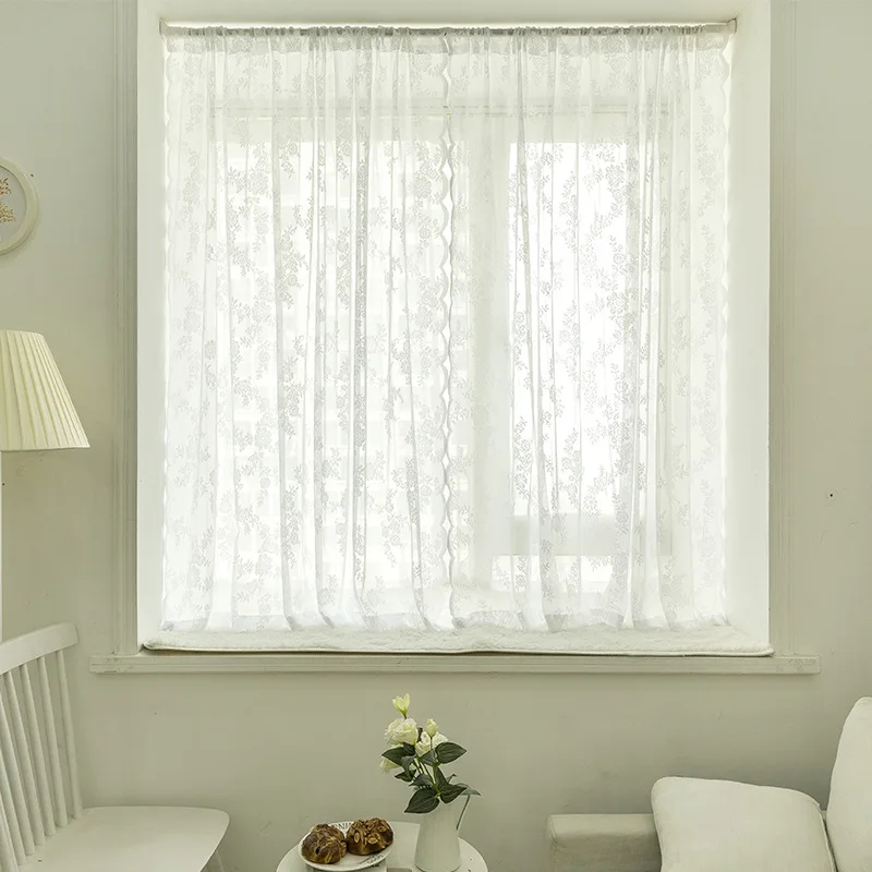 

Luxury Embroidered Princess Tulle Curtains for Bedroom Romantic White Sheer Curtain for Living Room Blackout Curtain Girls Voile