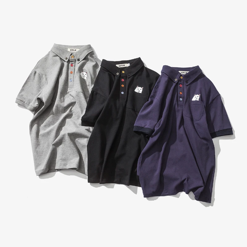 Мужские поло летние рубашки с коротким рукавом карманами 2020 # D885 M-5XL | Мужская