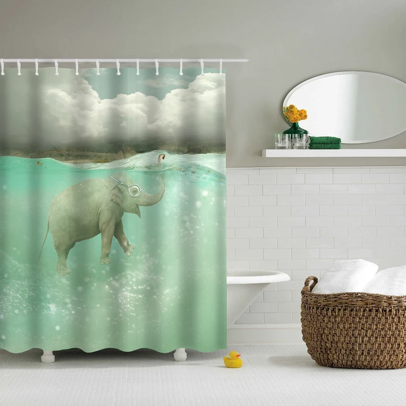 

Shower Curtains Elephant Animals Printing Waterproof Fabric Curtains for Bath Bathtub Living Room Screen Firanki Vorhang Tende