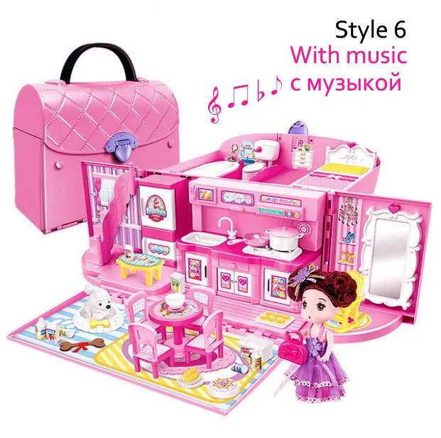 Style 6 Кукольный домик ручной работы замок DIY домик игрушка миниатюрный кукольный домик подарки на день рождения развивающие игрушки кукла вилла девочка DIY игрушка - Цвет: Style 6