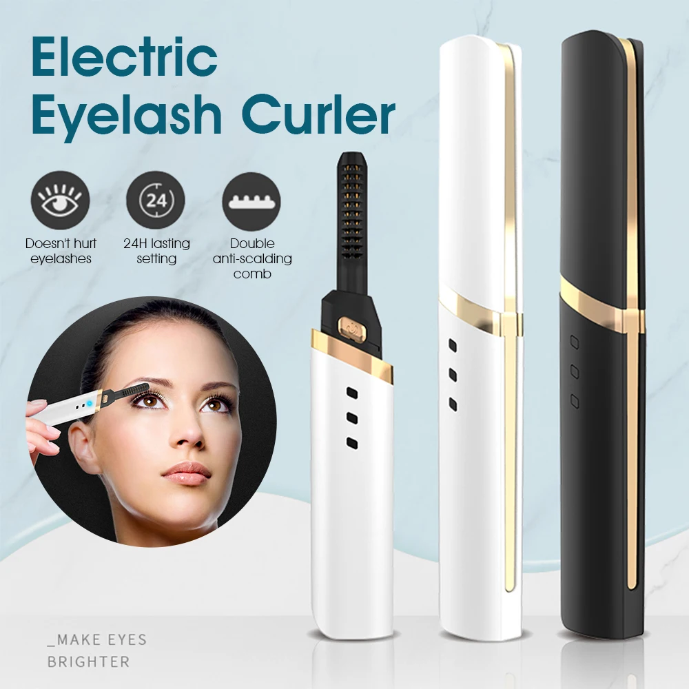 

1pc Electric Heated Eyelash Curler Women Eye Lash Long Lasting Natural Curl Easy To Use eyelashes Tool Makeup Beauty Tools