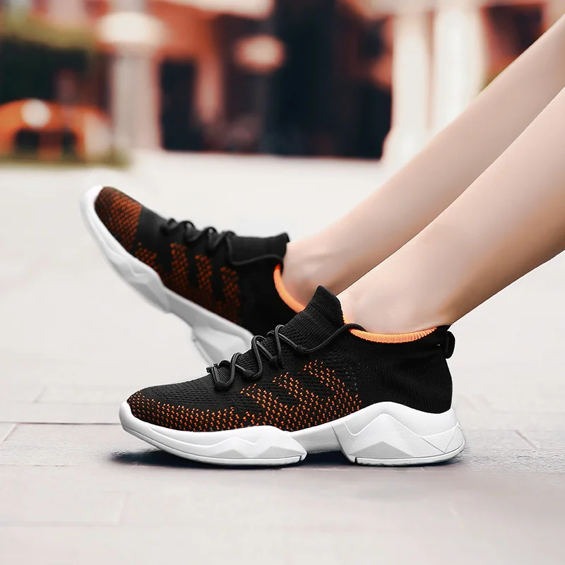 

Hot Outdoor Breathable Knit Mesh Couple Running Shoes Men Sports Sneakers Black Unisex Jogging Shoes Women zapatillas de deporte