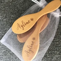 personalized baby care hair brush pure natural wool wood comb engraved newborn massager baby shower and registry gift
