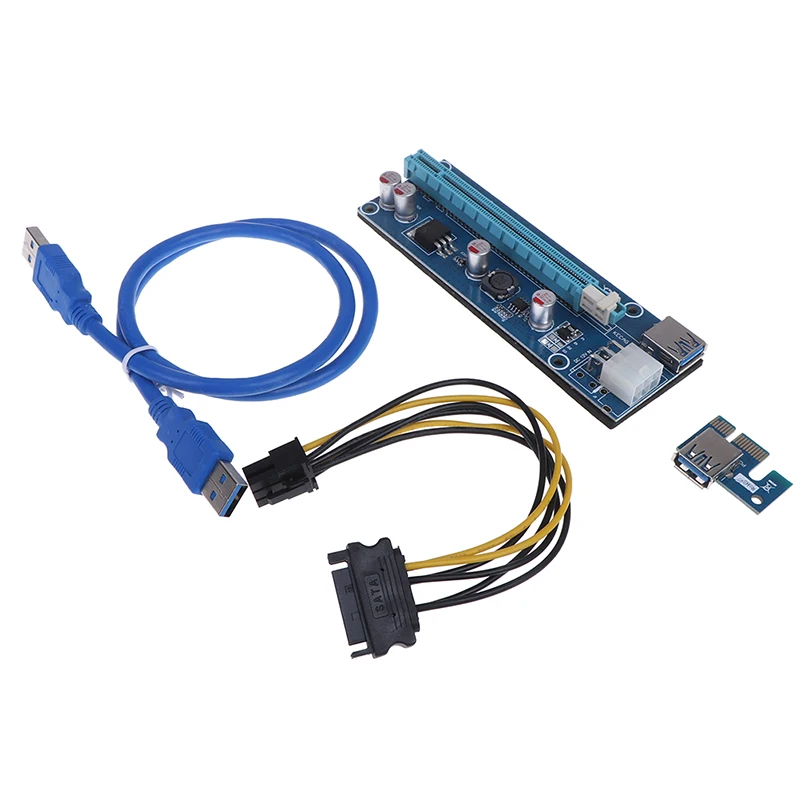 PCI-E 1X к 16X Riser Card PCIE USB3.0 Расширение SATA адаптер карта кабель питания | Компьютеры и