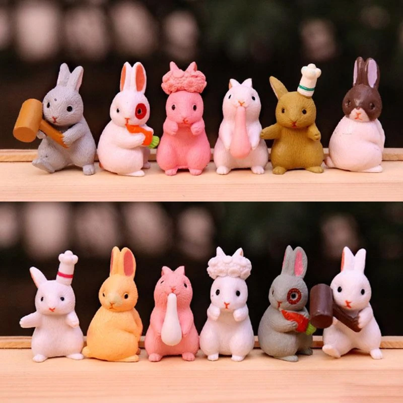 

1PC Cute Easter Rabbit Bunny Figurine Micro Landscape Ornament Cake Topper Aquarium Miniature Fairy Garden Decorations