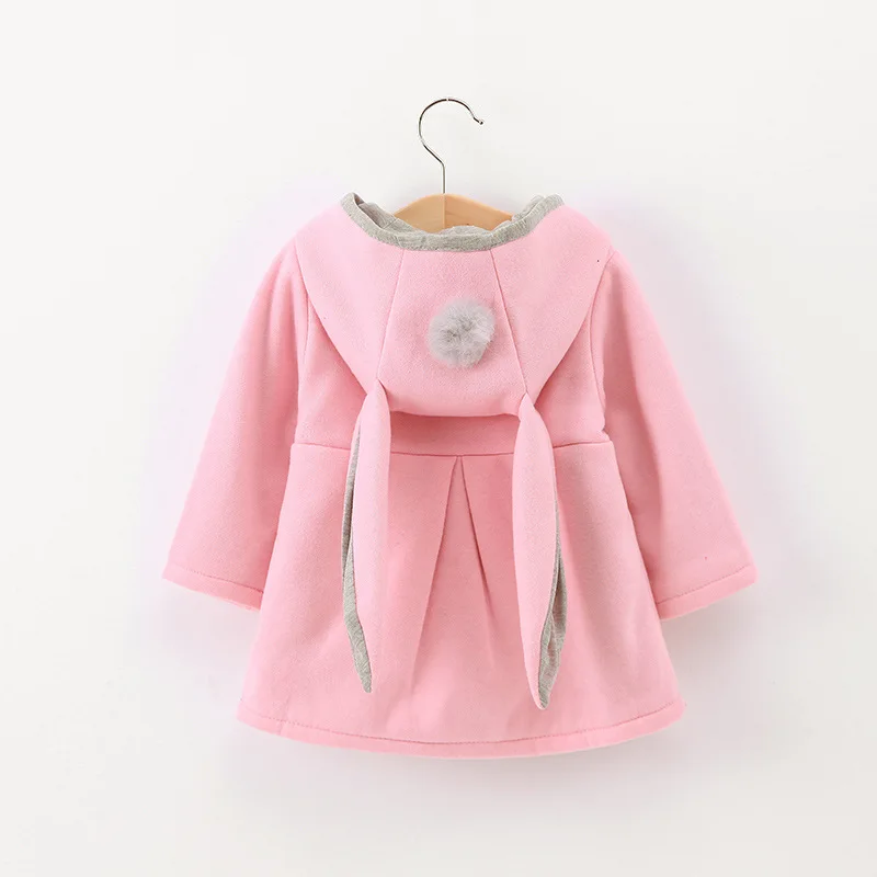 

Toddler newborn children's clothing girls hooded jacket spring autumn winter kids cute rabbit ears baby clothes1--5.years old