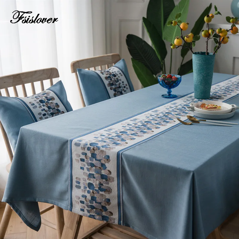 Новинка водонепроницаемая Декоративная скатерть FSISLOVER стильная синяя