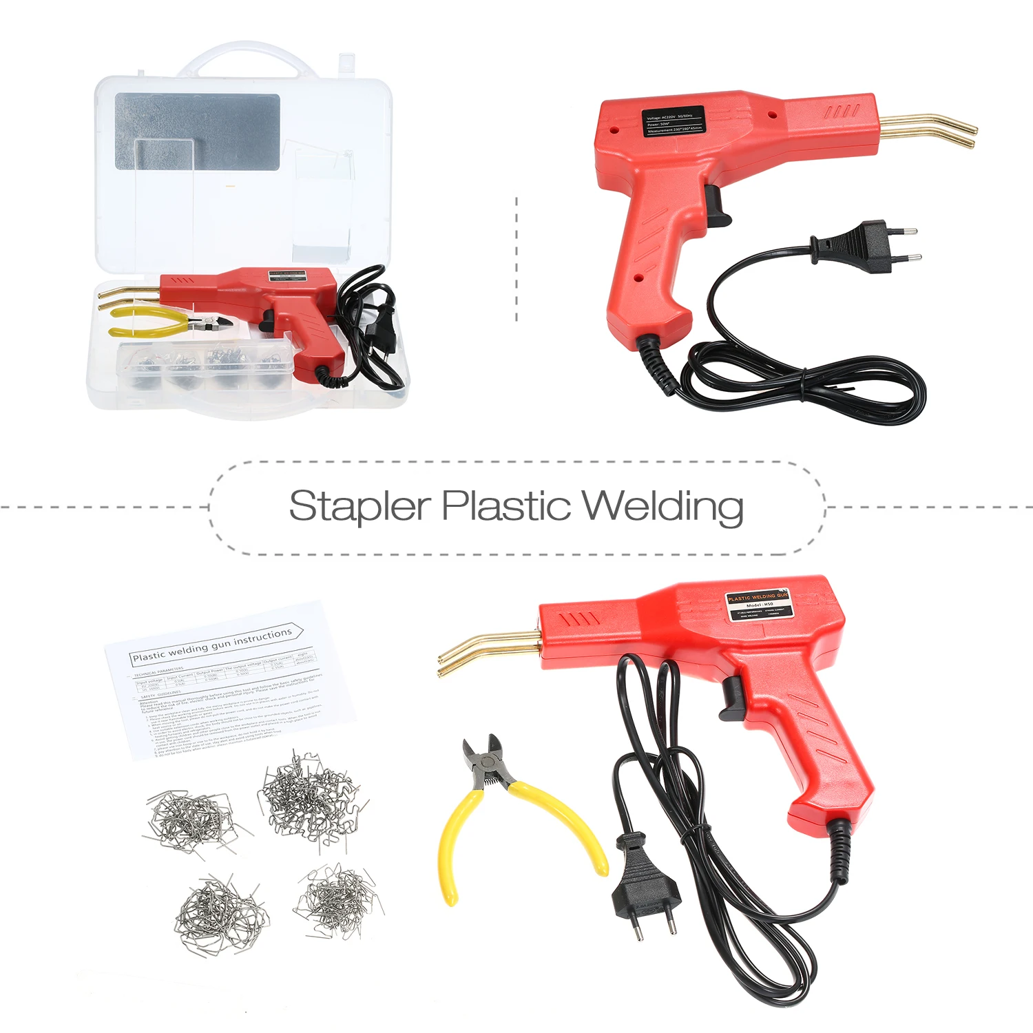 

50W Hot Stapler Plastic Welding Machine Car Bumper Repair Kit Welding Repairing Machine Welder Gun Repair EU Plug 2019 New