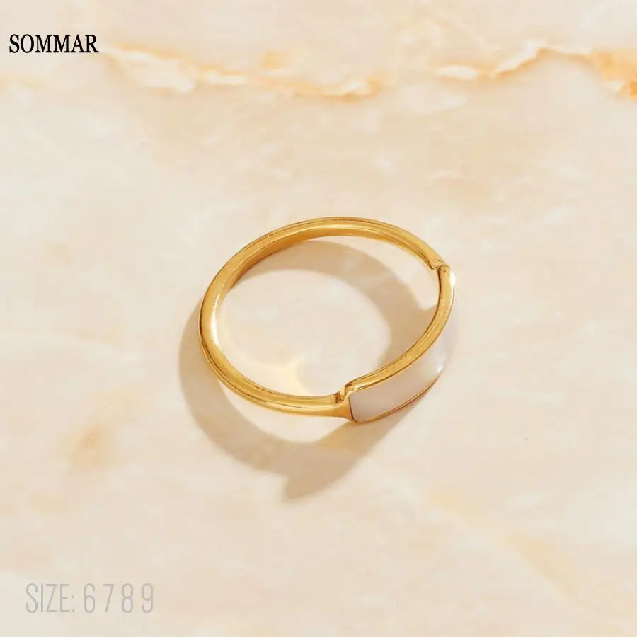 

SOMMAR online shopping india 18KGP Gold Filled size 6 7 8 9 Tail ring for female Reduced White Shell opal diy