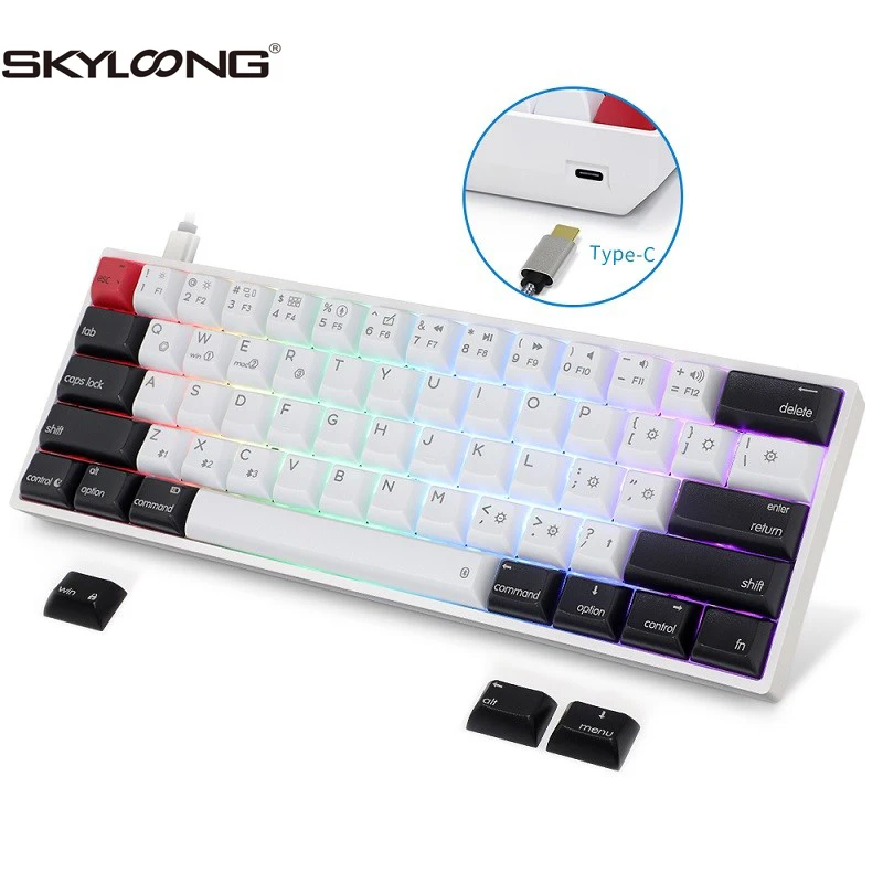 

Беспроводная механическая клавиатура Skyloong AK61S, 61 клавиша, переключатель горячей замены, красный, серебристый, желтый, для MAC/Win, Bluetooth, мини иг...
