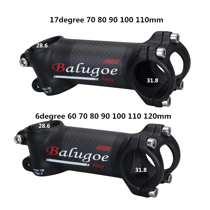 

Bicycle 6/17 degree stem carbon fiber riser 60 70 80 90 100 110 120 mtb road bike 31.8mm handlebar bike stem ultralight