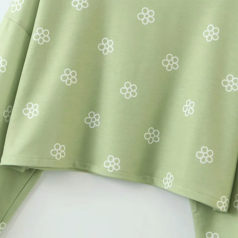 

Round Neck Long Sleeve Hooded Geometric Print Casual Wild Chic Women's Sweatshirt Simple and Sweet Female Sweatshirt Tops