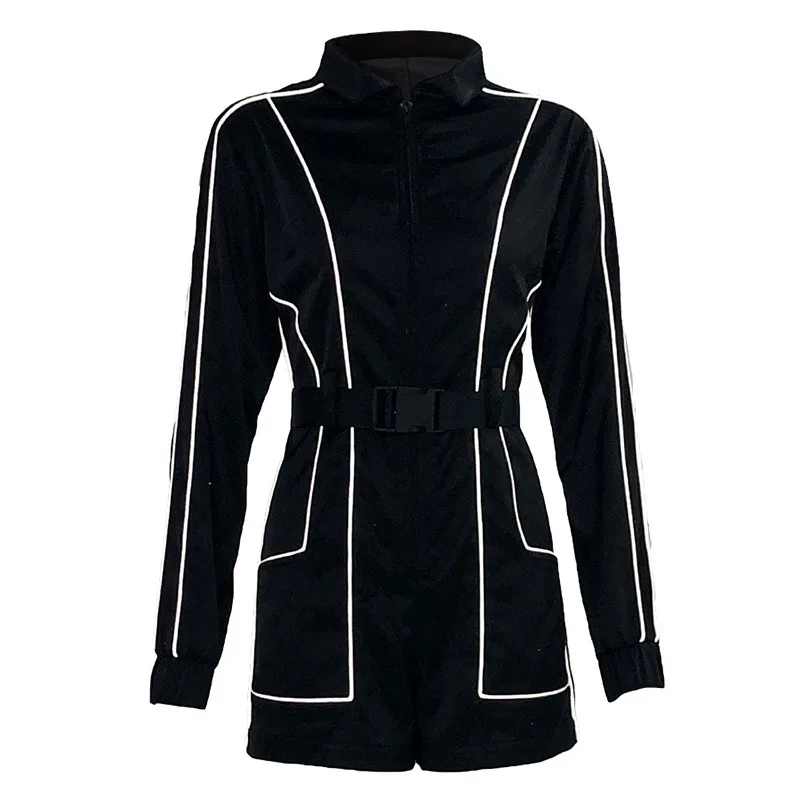 

92p1734387 Spring and autumn new fashion women's personalized reflective splicing casual women's Jumpsuit one piece jumpsuit