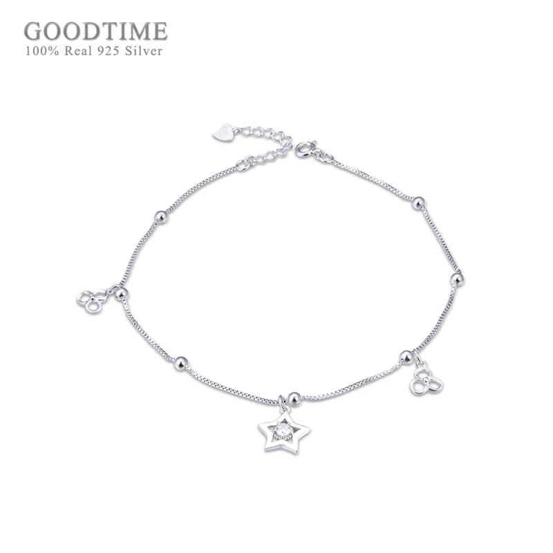 

Noble Women Anklet 925 Sterling Silver Fresh Five-pointed Star Hollow Anklet Beads Fashion Anklet Foot Accessories For Girl